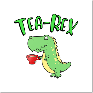 t-rex drinking tea Posters and Art